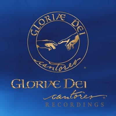 image of gold Gloriae Dei icon logo on blue background with gold text 'Gloriae Dei Cantores Recordings'